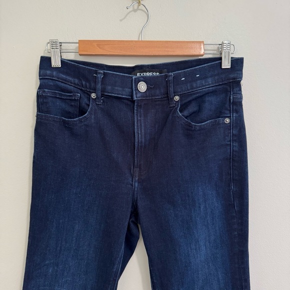 Express Dark Wash Slim Flare Short Jeans - Picture 2 of 9